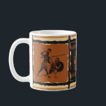 Taza De Café  sobre el tema de la Antigua Grecia en forma de un<br><div class="desc">sobre la temática de la Antigua Grecia en forma de un conjunto de baldosas de piedra, arcilla o cerámica. Ilustraciones con ornamentos griegos y antiguos soldados griegos con escudos, lanzas, en una caricatura, creta, greco, olinfas, pintura, grecia antigua, grecia antigua, antigüedades, arte, artefacto, atenes, batalla, cerámica, baldosa cerámica, cariota, arcilla,...</div>