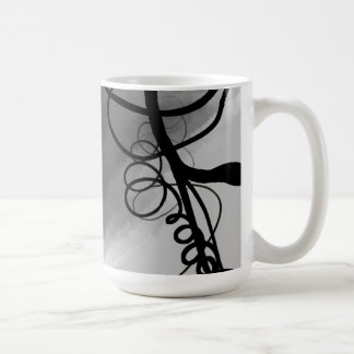 Taza De Café Sobre la rejilla: Resumen gris, negro y blanco