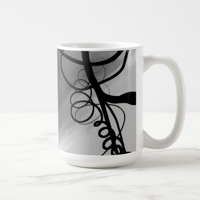 Taza De Café Sobre la rejilla: Resumen gris, negro y blanco (Derecha)