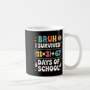 Taza De Café Sobreviví 100 Días Escuela Bruh Groovy Ecuación Ma
