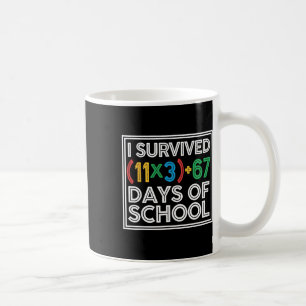 Taza De Café Sobreviví 100 Días Escuela Divertida Ecuación Mate