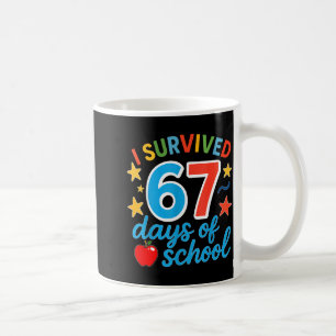 Taza De Café Sobreviví 67 Días De Escuela Chistoso Meme Maestro