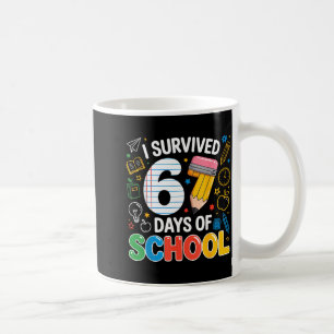 Taza De Café Sobreviví 67 Días De Escuela Chistoso Meme Maestro