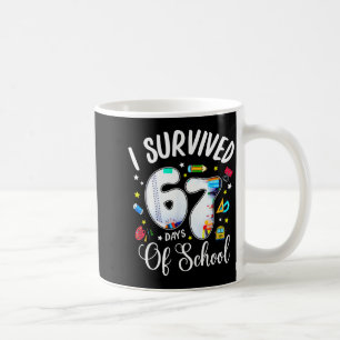 Taza De Café Sobreviví 67 Días De Escuela Chistoso Meme Maestro