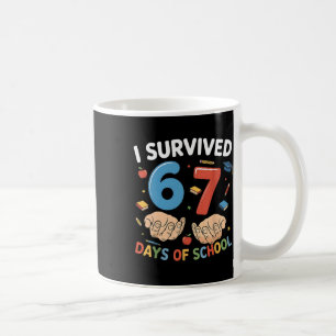 Taza De Café Sobreviví 67 Días De Escuela Divertido 67 Niños 67