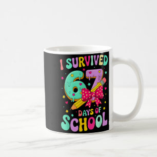 Taza De Café Sobreviví 67 Días De Escuela Divertido Meme Maestr