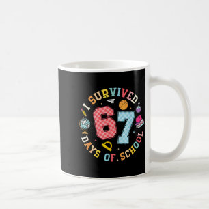 Taza De Café Sobreviví 67 Días De Escuela Meme Divertido Profes
