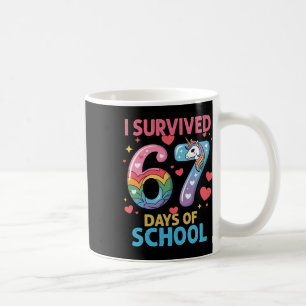 Taza De Café Sobreviví 67 Días De Escuela Unicornio Seis Siete 