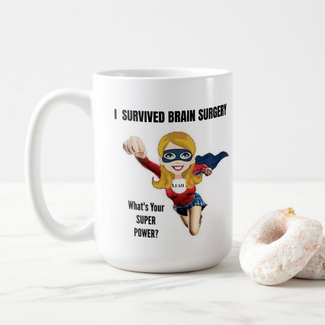 Taza De Café SOBREVIVÍ A BRAIN SURGERY (Personalizado) MUG (Con donut)