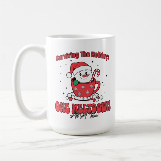 Taza De Café Sobreviviendo a las vacaciones con alegría y café (Izquierda)