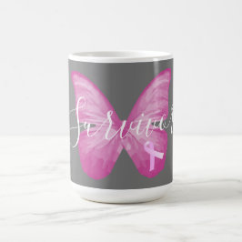 Taza De Café Sobreviviente de cáncer de mama con mariposa rosa