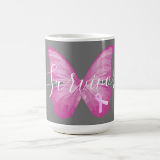 Taza De Café Sobreviviente de cáncer de mama con mariposa rosa