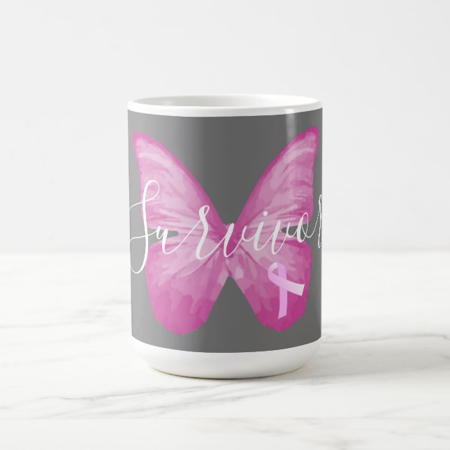 Taza De Café Sobreviviente de cáncer de mama con mariposa rosa (Centro)
