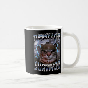 Taza De Café Sobreviviente de Dolor de Barriga Meme de Gato Div
