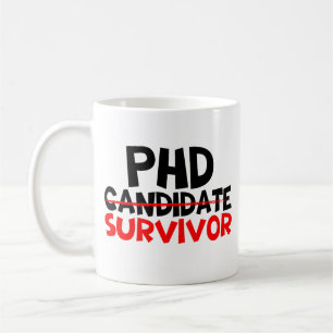 Taza De Café Sobreviviente de Phd Tipografía negro rojo