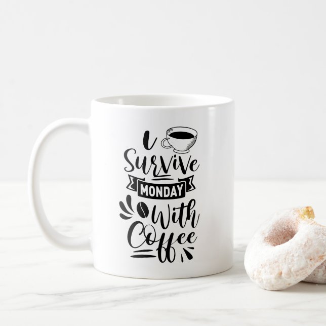 Taza De Café Sobrevivo El Lunes Con Café (Con donut)