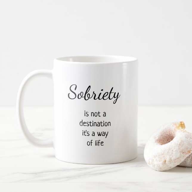 Taza De Café Sobriedad Aniversario Nombre personalizado y fecha (Con donut)