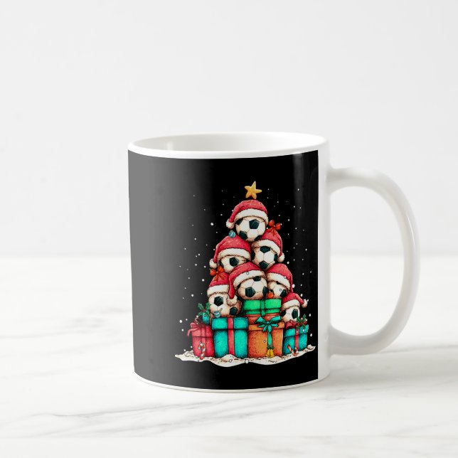 Taza De Café Soccer Ball Player Le Christmas Tree Xmas Long Sle (Derecha)