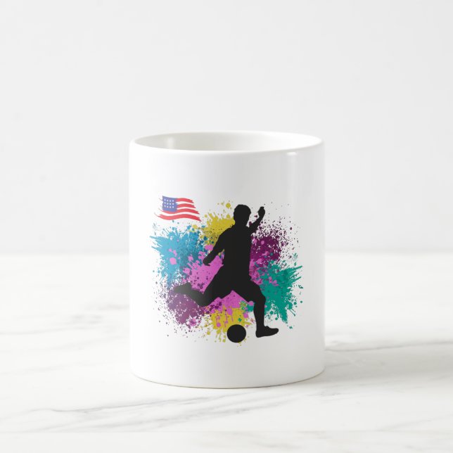 Taza De Café Soccer Football USA Grungy Color Splashes (Centro)