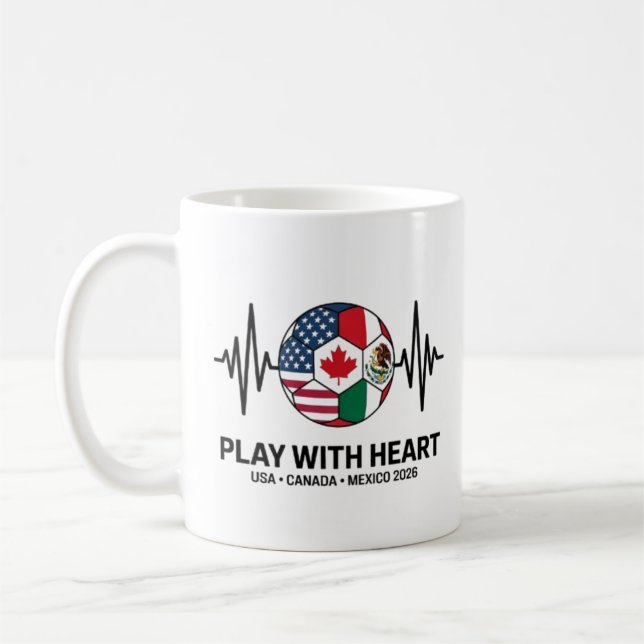 Taza De Café Soccer Heartbeat USA Canada Mexico 2026 (Izquierda)
