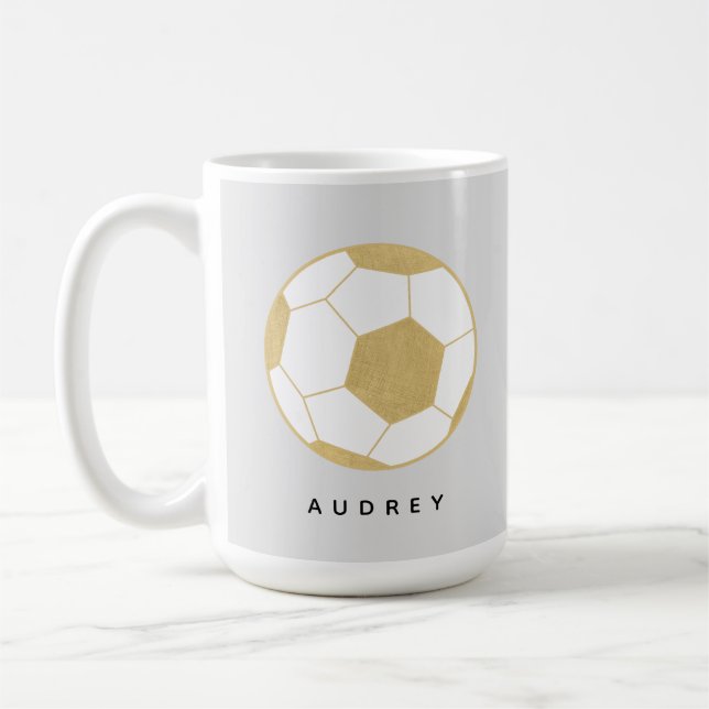 Taza De Café Soccer Sports Gift Custom Name Gold (Izquierda)