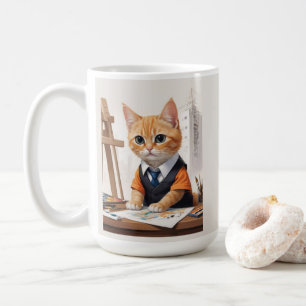 Taza De Café Sofisticado Arquitecto Cat Ginger Kitten Art