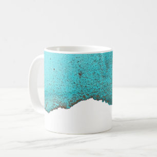 Taza De Café Sofisticado Resumen de arte de tinta turquesa de o