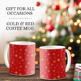 Taza De Café Soft Glow Golden Stars & Floral Petals Pattern