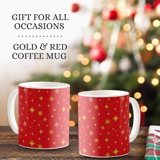Taza De Café Soft Glow Golden Stars & Floral Petals Pattern (Subido por el creador)