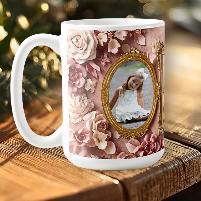 Taza De Café Soft Gold Baroque Floral Memory Frames Gallery (Subido por el creador)