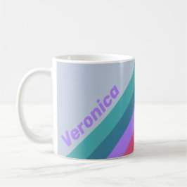 Taza De Café Soft Pansy Dream Stripes with Name