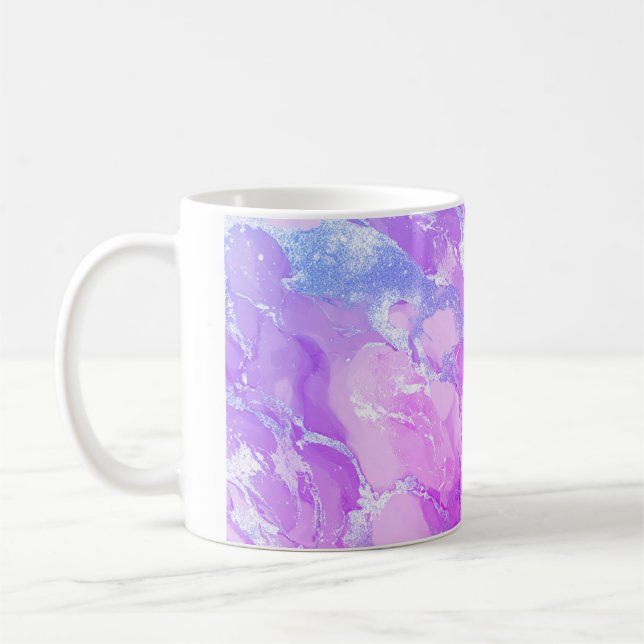 Taza De Café Soft Pink and Silver Marble-Like Pattern (Izquierda)