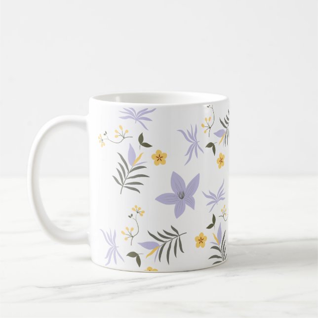 Taza De Café Soft Purple & Yellow Floral Mug (Izquierda)