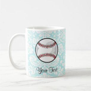 Taza De Café Softball verde azulado del modelo del damasco
