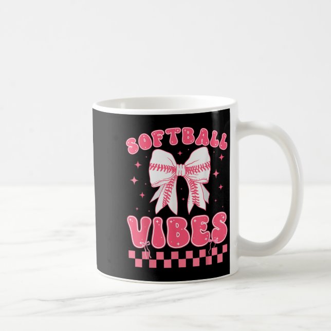 Taza De Café Softball Vibes Softball Couqette Groovy Softball G (Derecha)