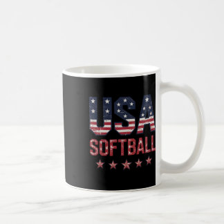 Taza De Café Softbol Usa Bandera Americana Mujeres Hombres Patr