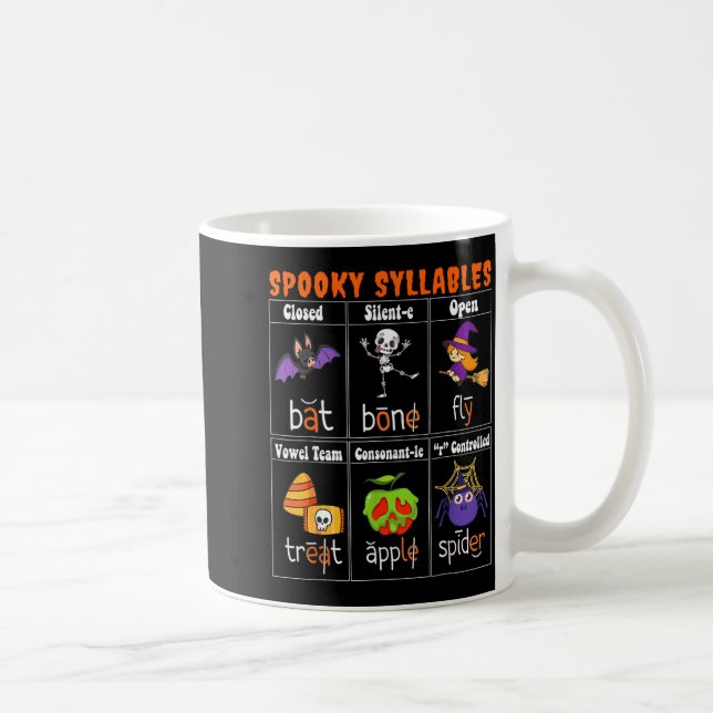 Taza De Café Soky Syllables Funny Halloween Educational Teacher (Derecha)