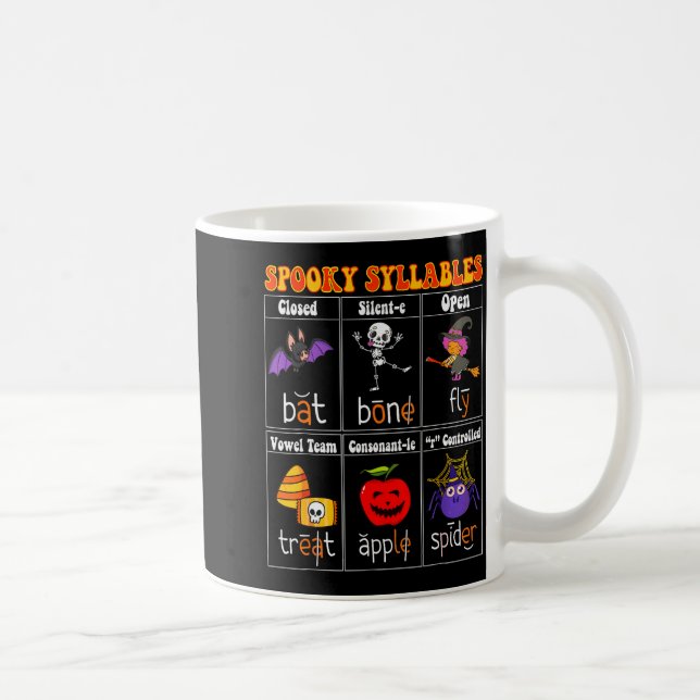 Taza De Café Soky Syllables Teacher Funny Halloween Educational (Derecha)