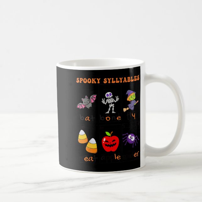 Taza De Café Soky Syllables Teacher Funny Halloween Educational (Derecha)