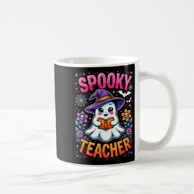 Taza De Café Soky Teacher Cute Ghost Reading Book Funny Hallo  (Derecha)