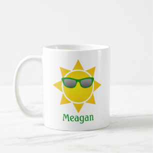 Taza De Café Sol amarillo con gafas de sol verdes Guay Mug