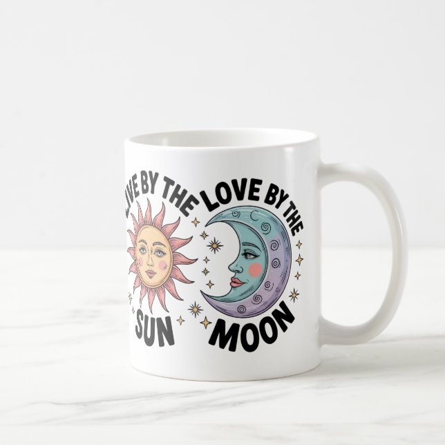 Taza De Café Sol arcoiris y luna modernos (Derecha)