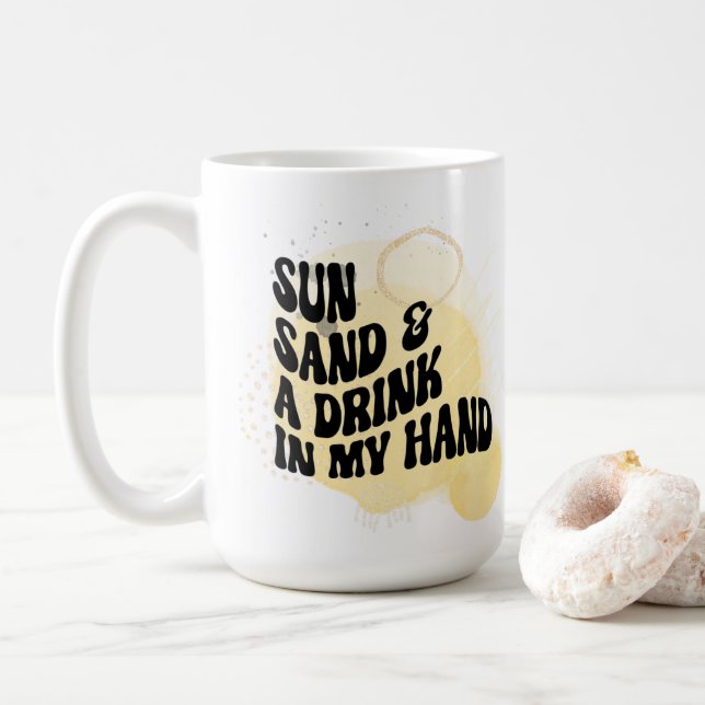 Taza De Café Sol, arena y bebida a mano (Con donut)