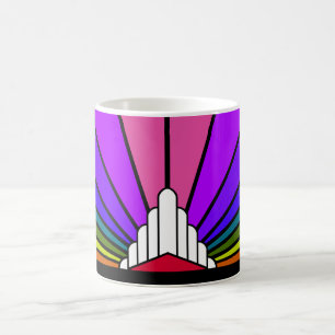 Taza De Café Sol Art Decó en arco iris