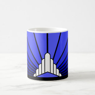 Taza De Café Sol Art Decó en azul