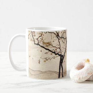 Taza De Café Sol de Otoño y Árboles por Egon Schiele, Arte Vint