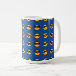 Taza De Café Sol Kawaii con gafas de sol caras de Emoji feliz