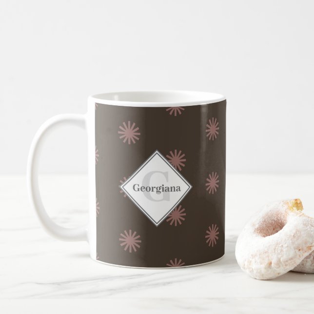 Taza De Café Sol pardo neutral geométrico personalizado (Con donut)