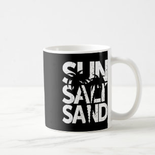 Taza De Café Sol Sal Arena Palma Árbol Hawái Playa Verano Vacac
