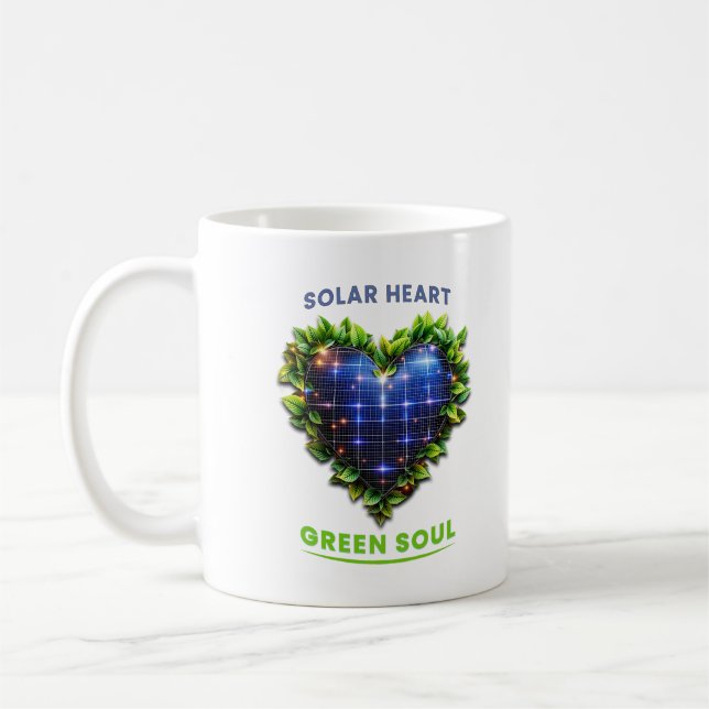 Taza De Café Solar Heart Green Soul Solarpunk Mug (Izquierda)
